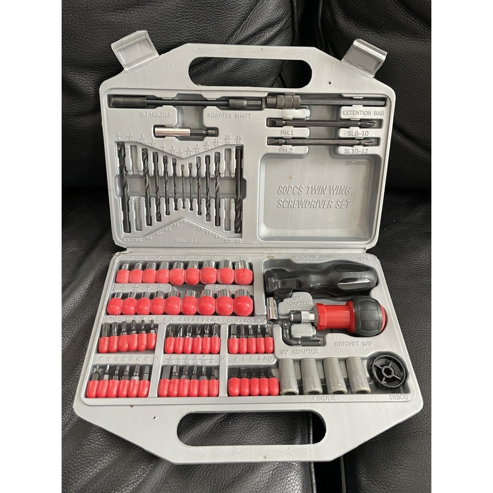 78 Piece Twin Wing Ratcheting Screwdriver Set Drill Bits, Sockets